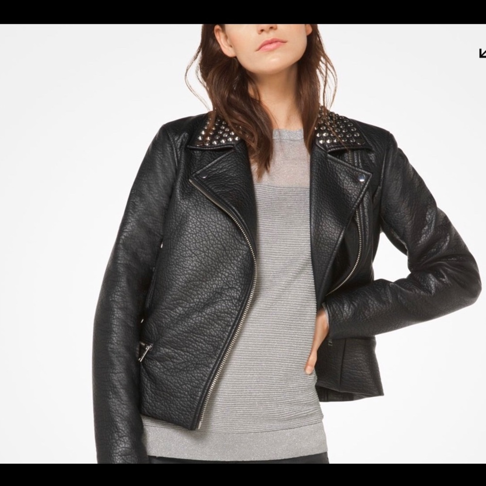 Michael Kors Studded Faux-Leather Jacket